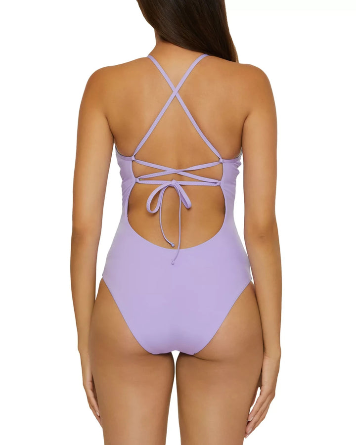 Becca Clare Fiesta Plunge One Piece Swimsuit MSRP $138