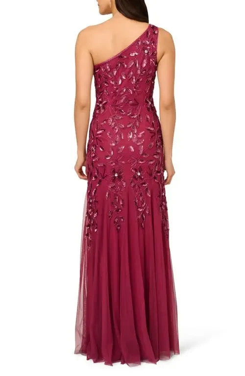 Adrianna Papell  One-Shoulder Beaded Evening Gown MSRP $299