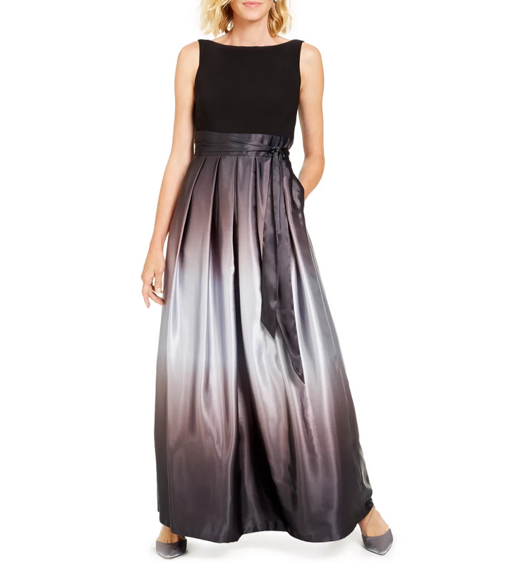 SL Fashions Ombré Satin Bow Sash Gown MSRP $139