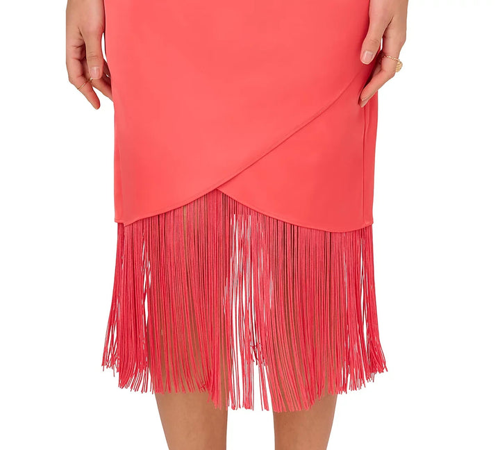 Adrianna by Adrianna Papell Fringe One-Shoulder Midi Dress MSRP $220