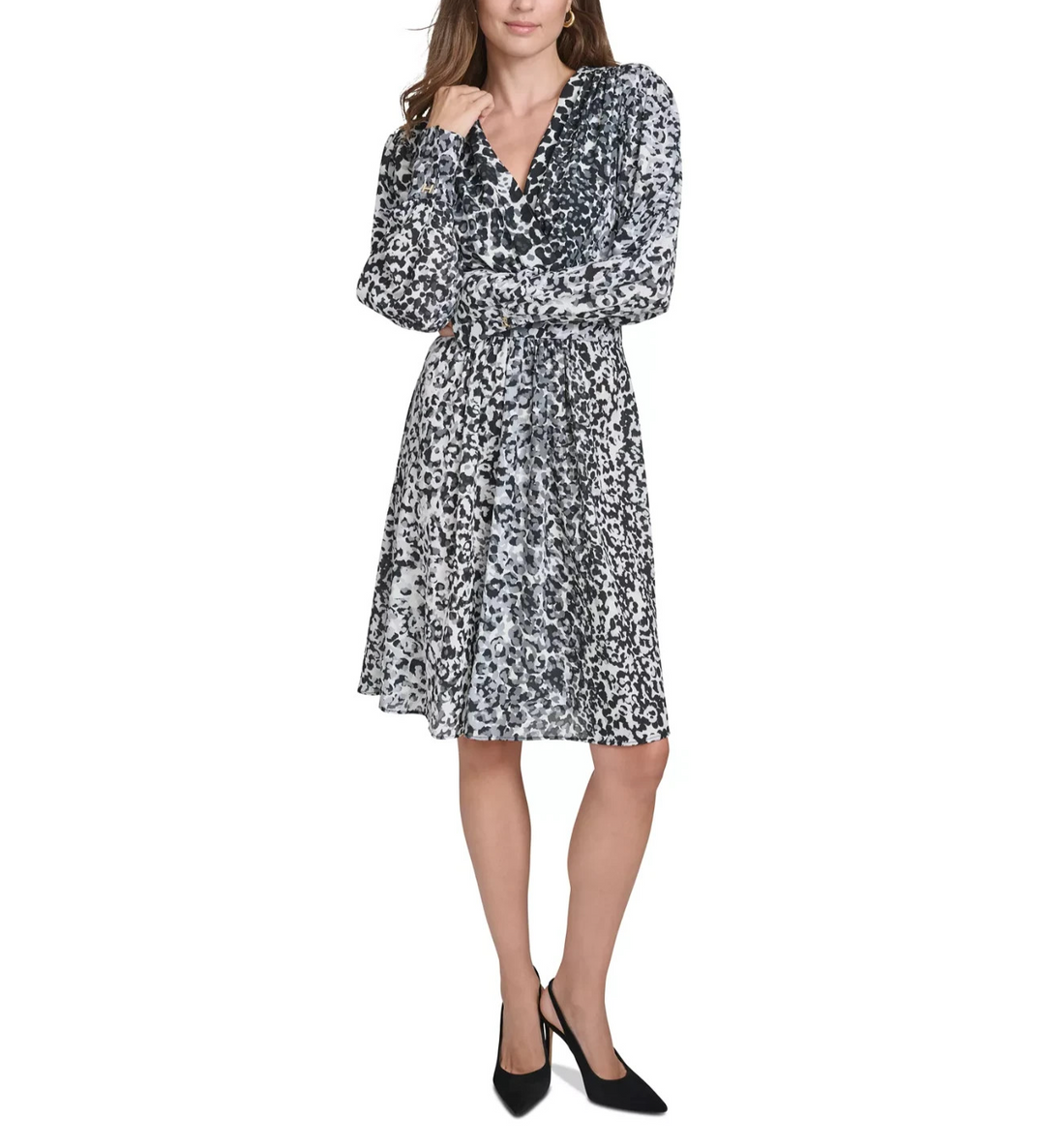 Halston Women's Animal-Print Fit & Flare Dress MSRP $139