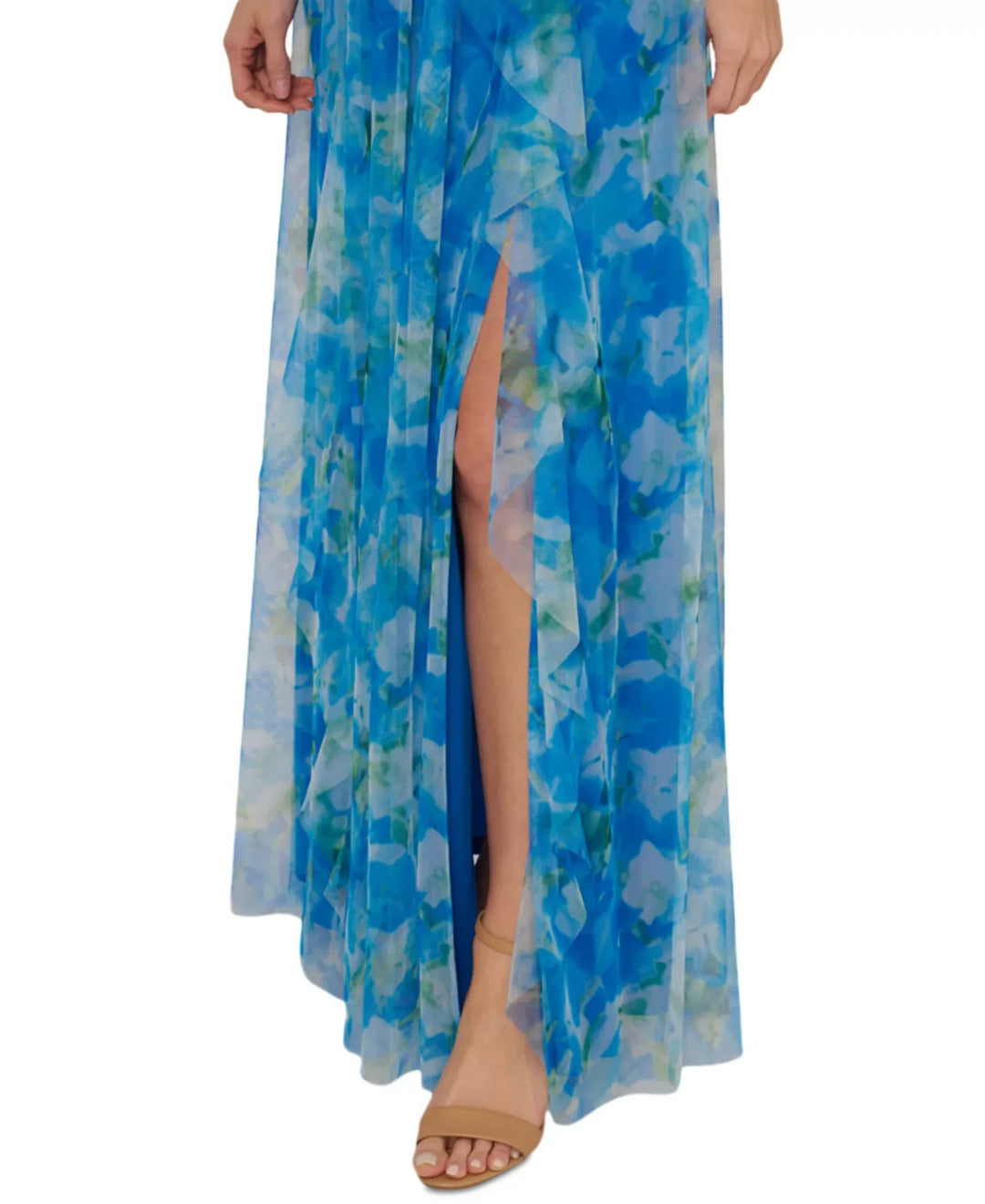 Adrianna Papell Sweetpea Mixed-Media Gown MSRP $229