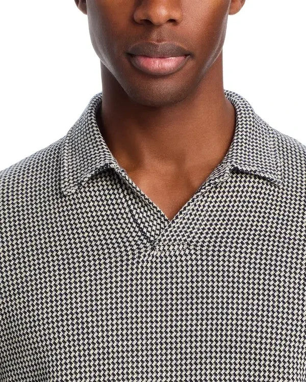 The Men's Store Houndstooth Cotton Knit Polo Shirt MSRP $108