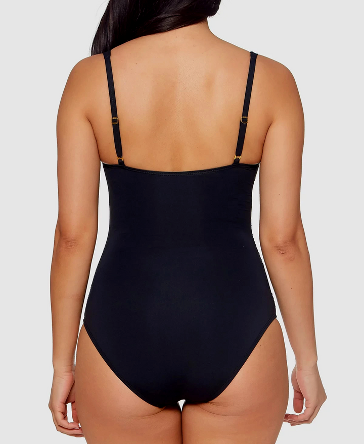 Bleu Rod Beattie Shirred Bandeau One Piece Swimsuit MSRP $119