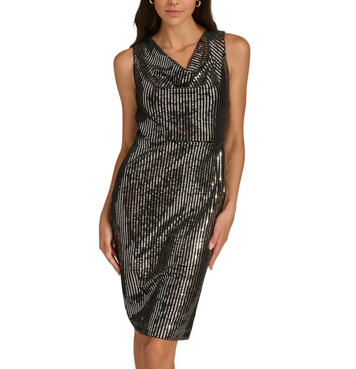 Calvin Klein Women's Embellished Velvet Shift Dress MSRP $159