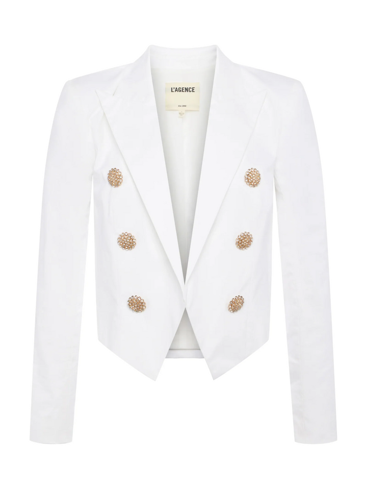 L'AGENCE Lila Open-Front Blazer in White MSRP $595