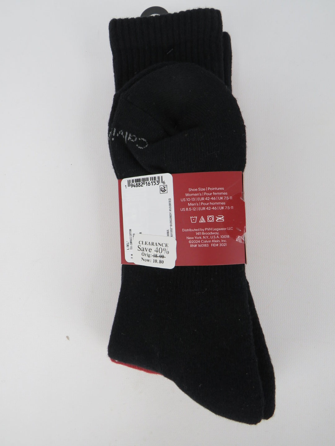 Calvin Klein Ribbed Cushion Crew Socks, Pack of 2 MSRP $18