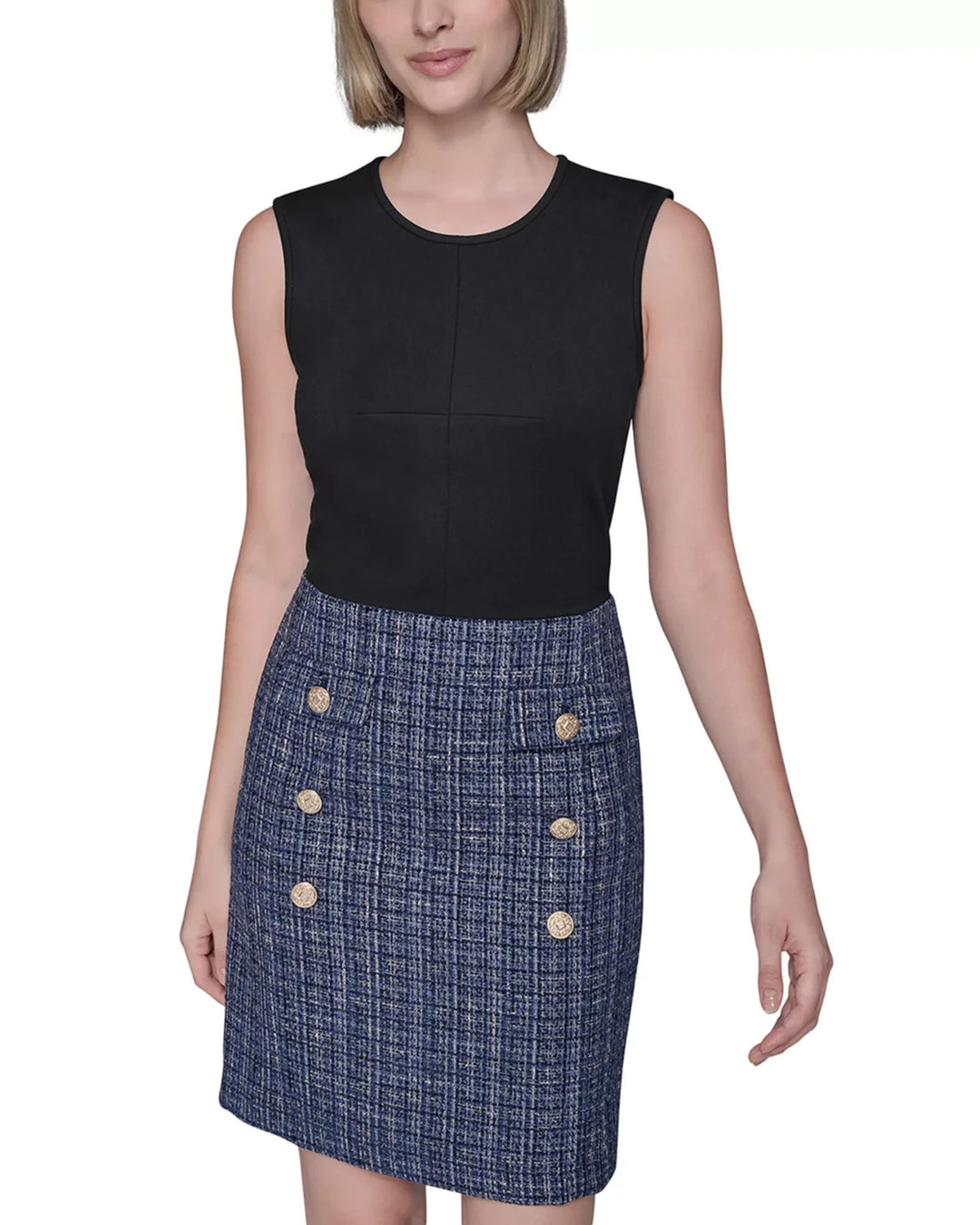 KARL LAGERFELD PARIS Mixed Media Dress MSRP $158