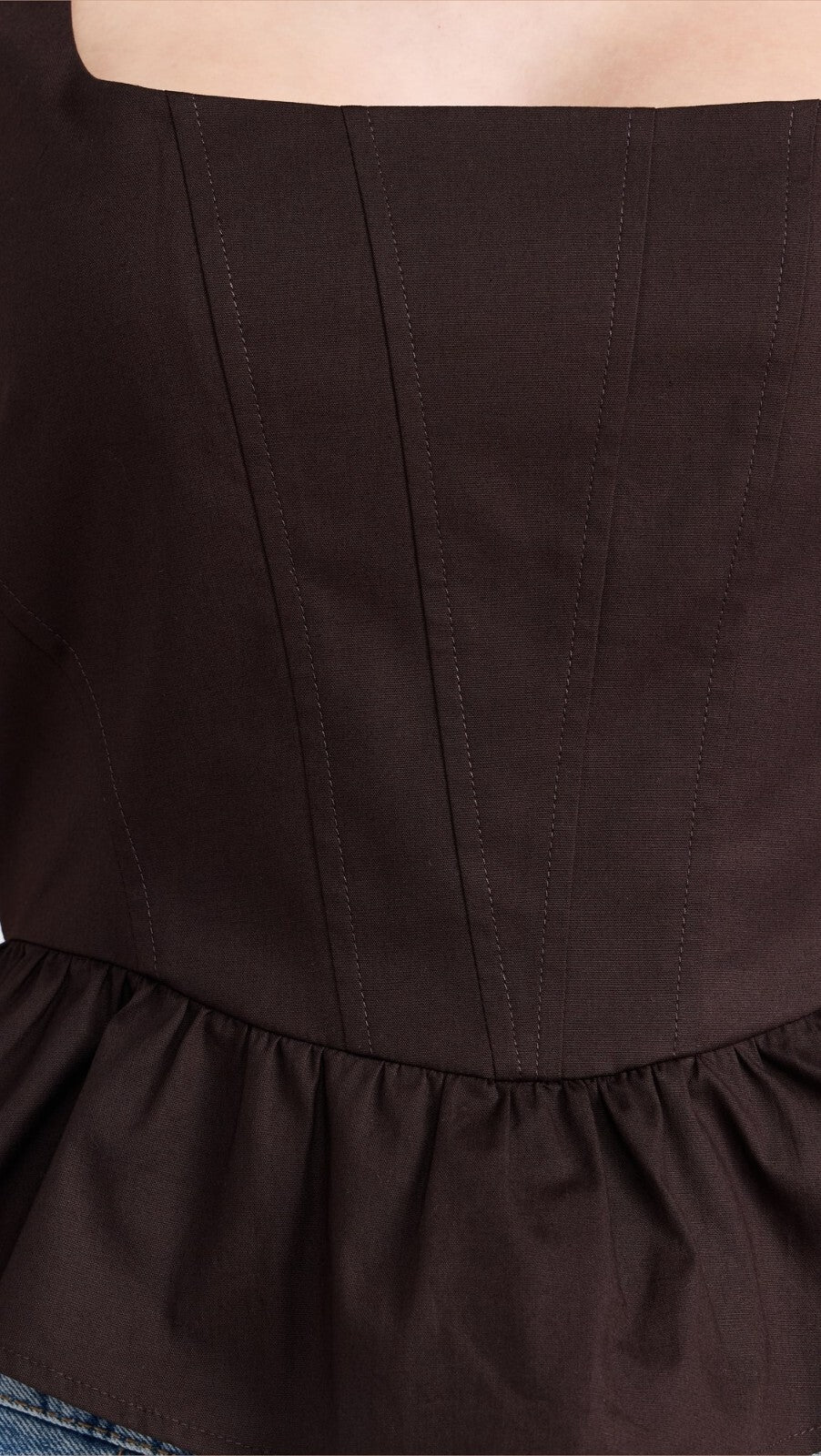 Wayf Desi Corset Ruffle Hem Top MSRP $69