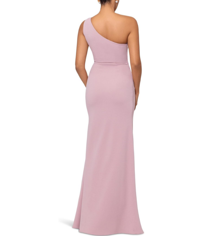 Betsy & Adam Flower-Embellished One-Shoulder Gown MSRP $269