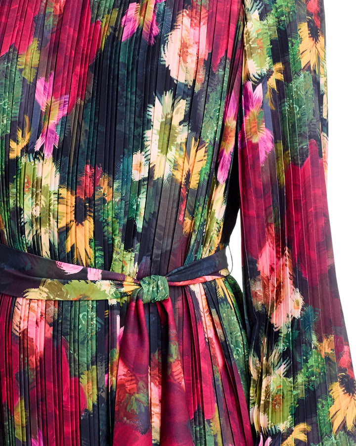 T Tahari Round Neck Novelty Pleated Dress MSRP $148