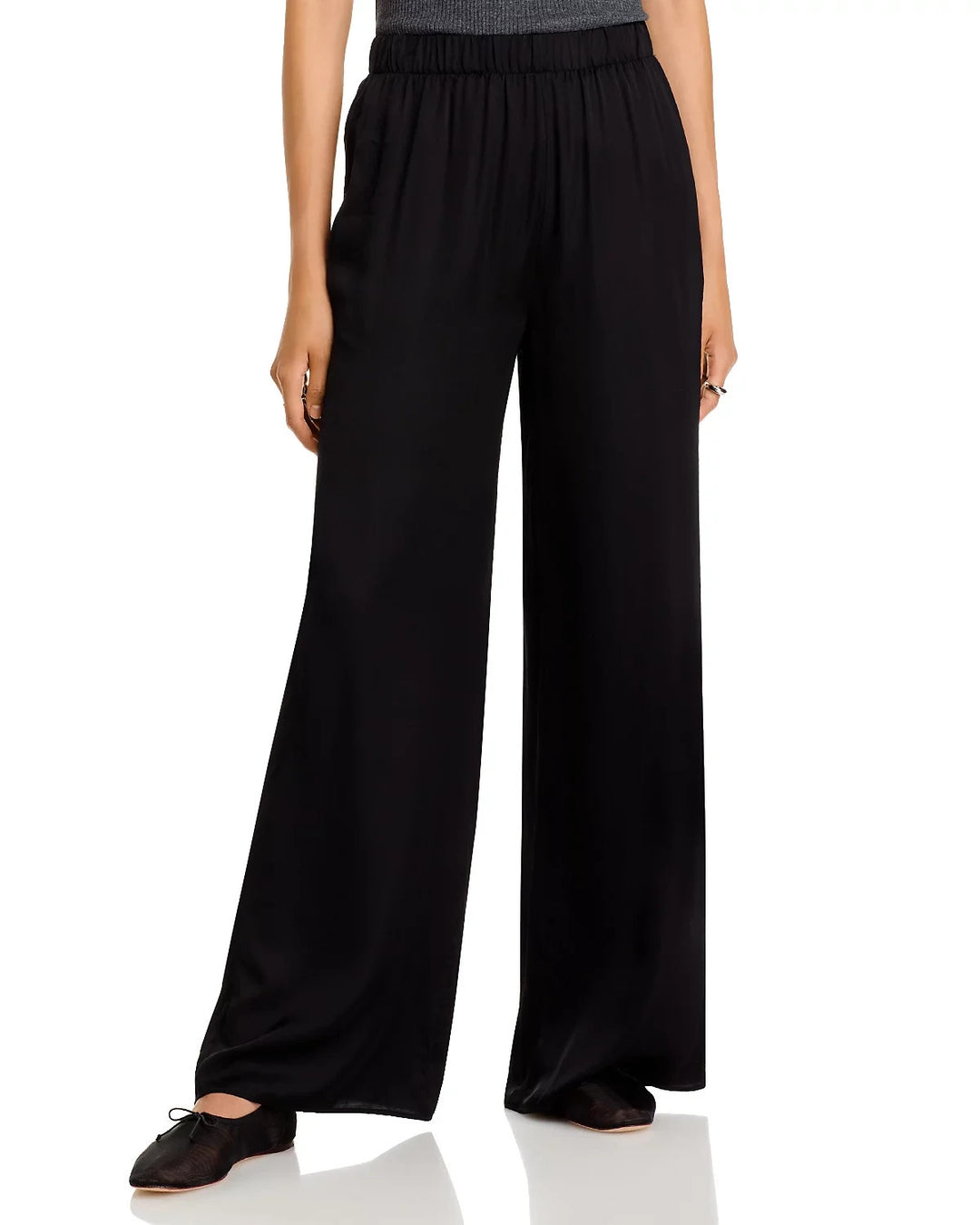 ATM Satin Wide Leg Pull On Pants MSRP $195