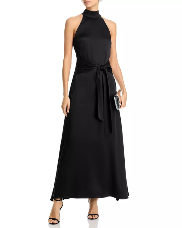 TOCCIN Jocelyn Satin Tie Front Maxi Dress MSRP $795