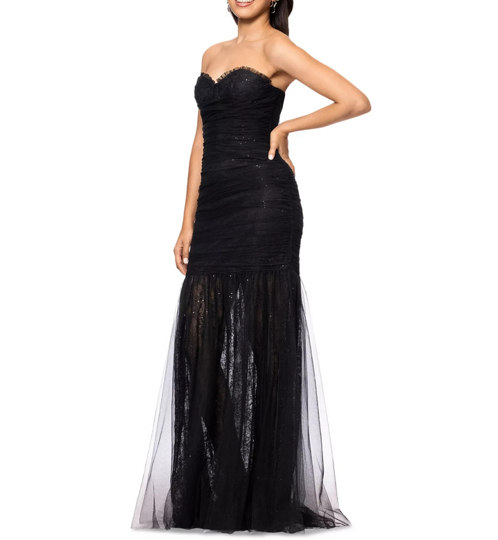 Betsy & Adam Women's Sequined Lace Corset Gown MSRP $299