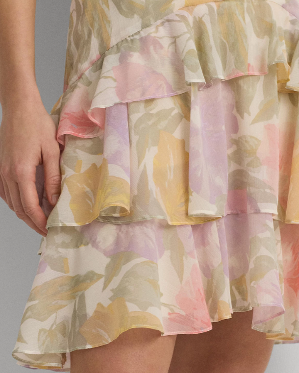 Lauren Ralph Lauren Floral Crinkle Georgette Tiered Skirt