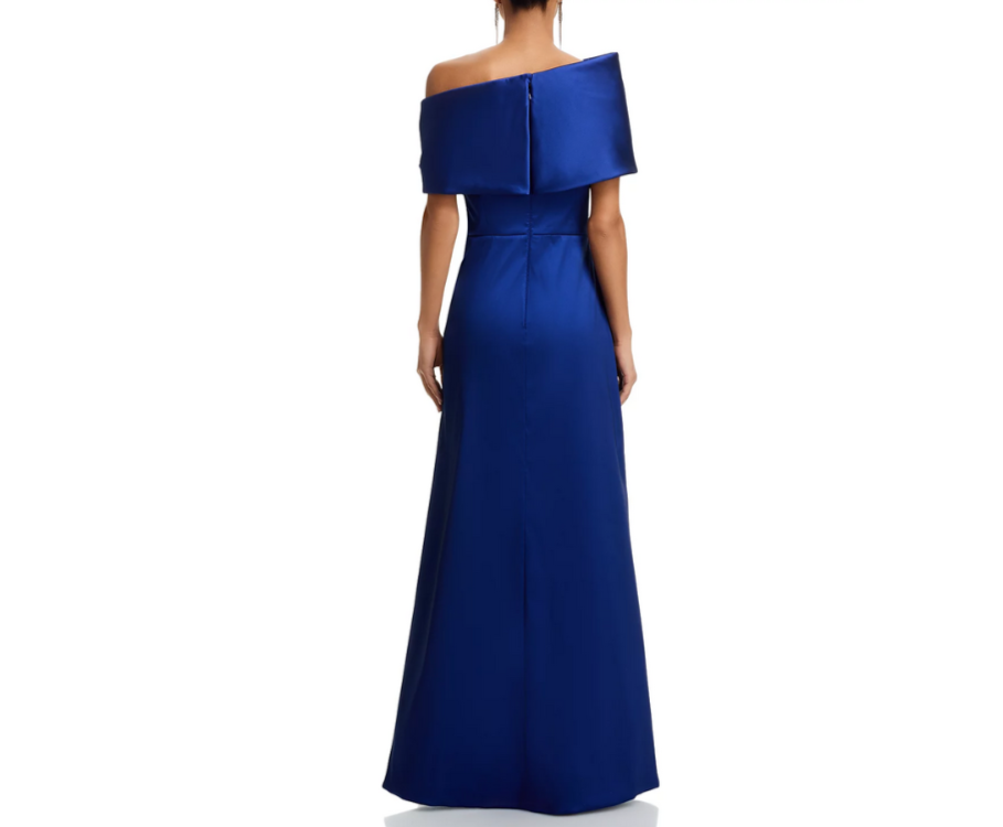 Teri Jon by Rickie Freeman Stretch Mikado Asymmetric Off Shoulder Cuff Gown $920