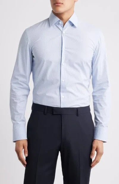 Boss Hank Kent Slim Fit Button Front Shirt MSRP $138