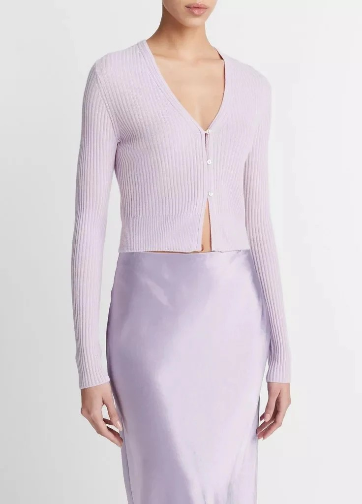 VINCE Women's Shrunken Cashmere-Silk Cardigan MSRP $395