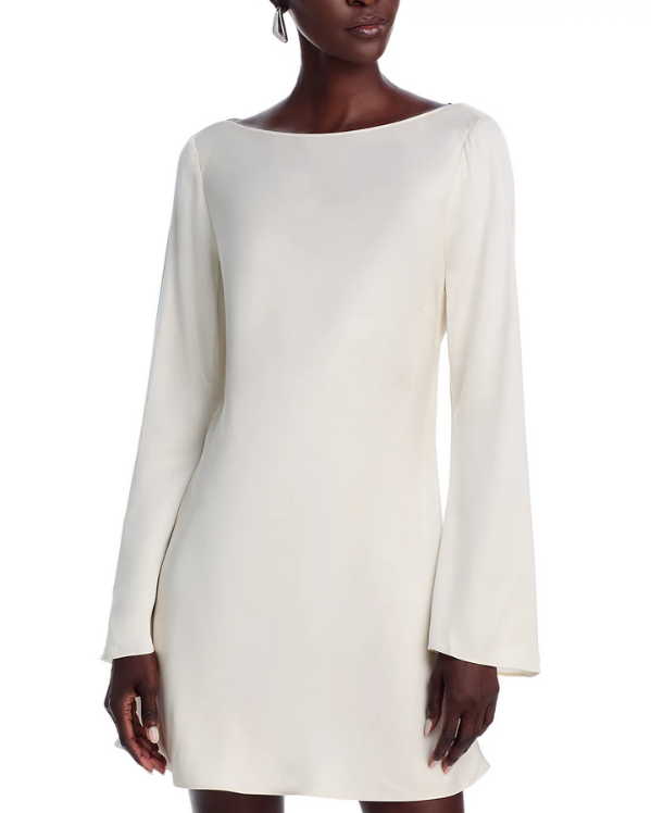 FRENCH CONNECTION Ennis Satin Bell Sleeve Mini Dress MSRP $148