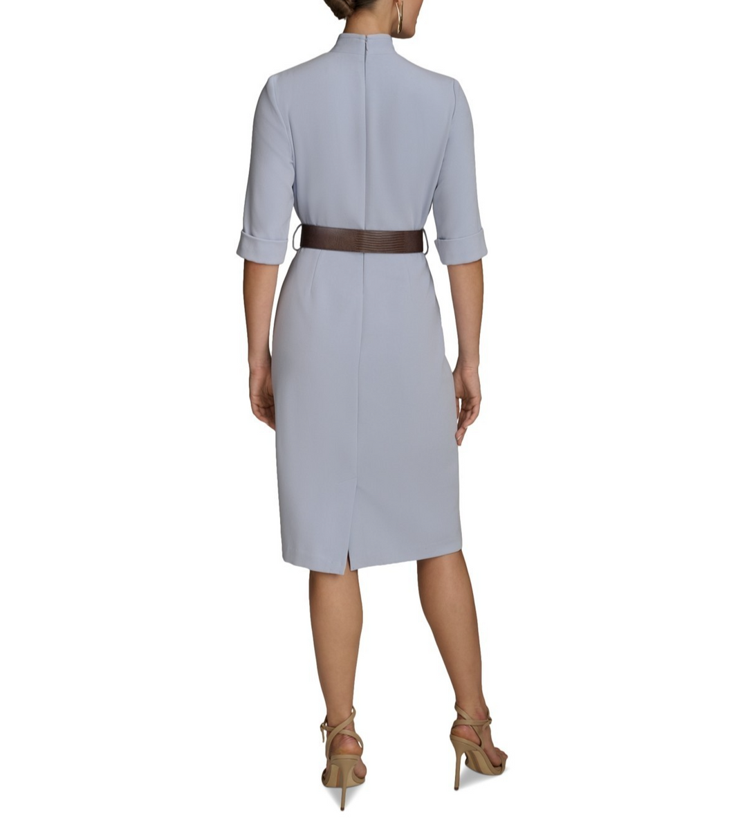 Donna Karan New York Solid Belted Solid Belted 3/4-Sleeve Dress MSRP $169