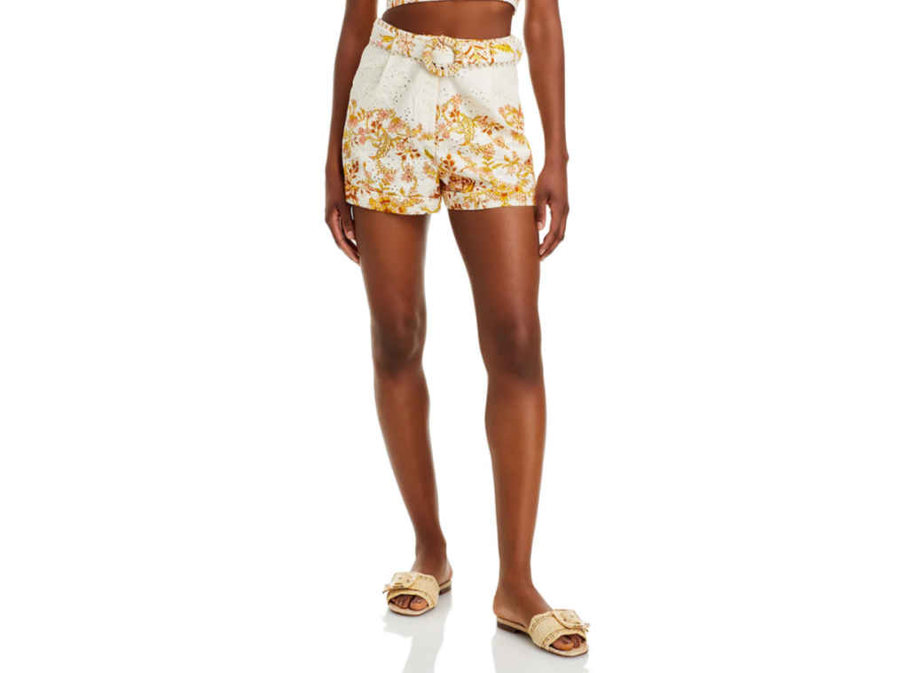 Hemant and Nandita Patterned Eyelet Belted Shorts MSRP $275