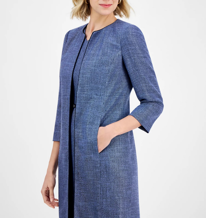 Kasper Women's Piping-Trim Tweed Topper Jacket MSRP $149