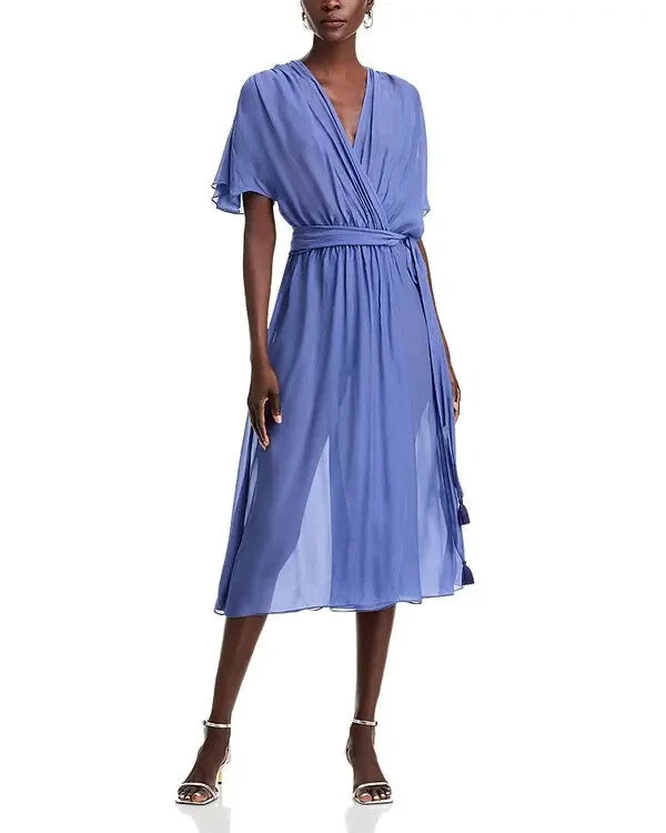 VANESSA BRUNO Edjie Belted Fit & Flare Dress MSRP $525