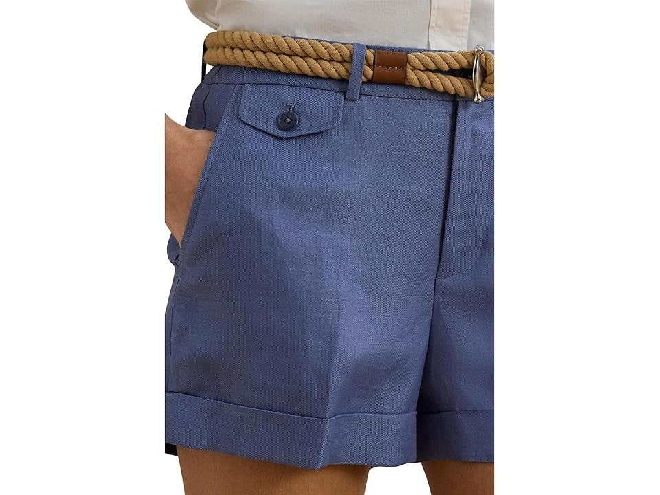Lauren Ralph Lauren Pleated Linen Blend Twill Shorts MSRP $125