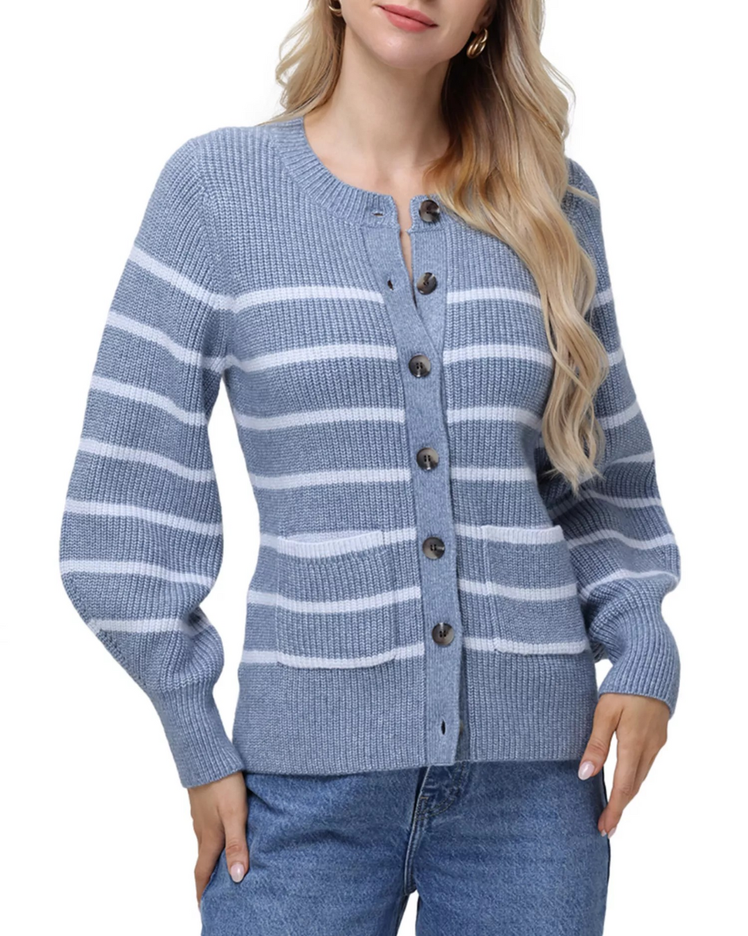 525 America Josie Structured Stripe Cardigan MSRP $139