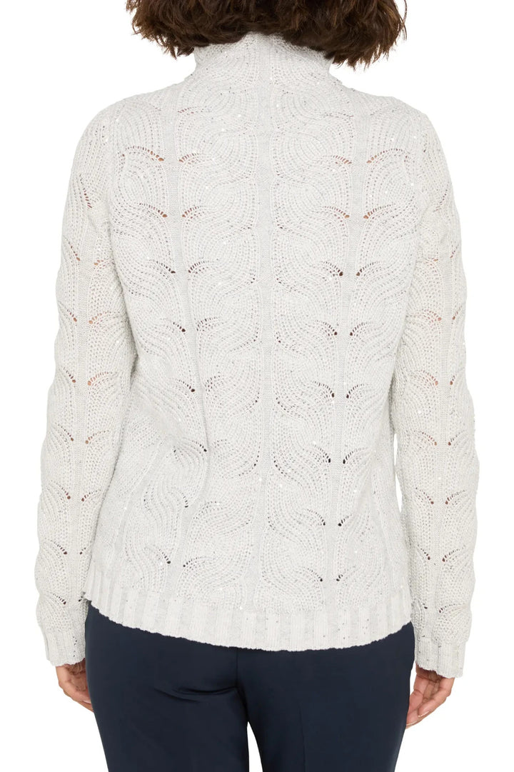 NIC+ZOE Cable Knit Sparkle Sweater MSRP $178