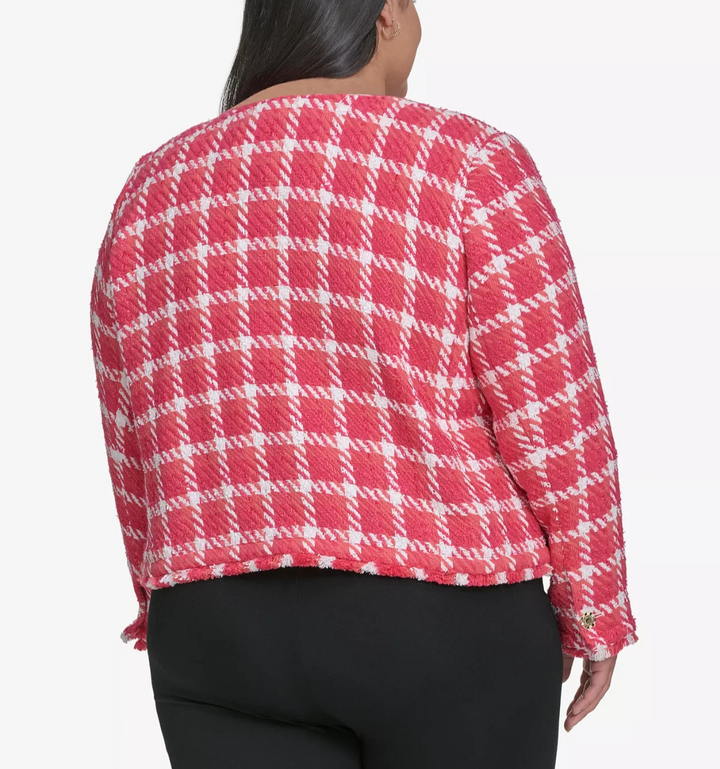 KARL LAGERFELD PARIS Plus Size Open Tweed Short Jacket MSRP $199