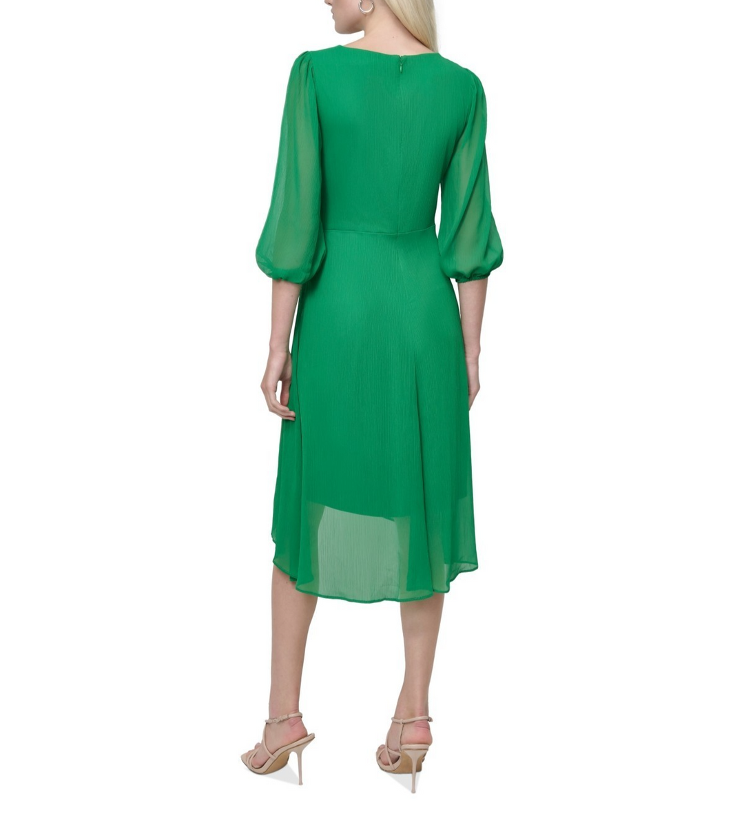 DKNY Women's Knot-Detail Chiffon Midi Fit & Flare Dress MSRP $129