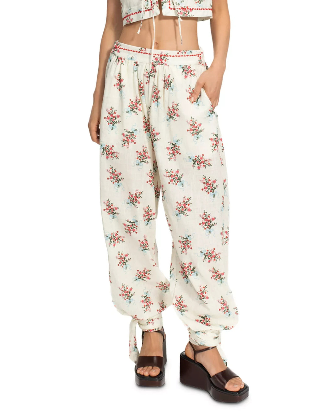 Agua Bendita Silvia Cherish Embroidered Pants MSRP $220