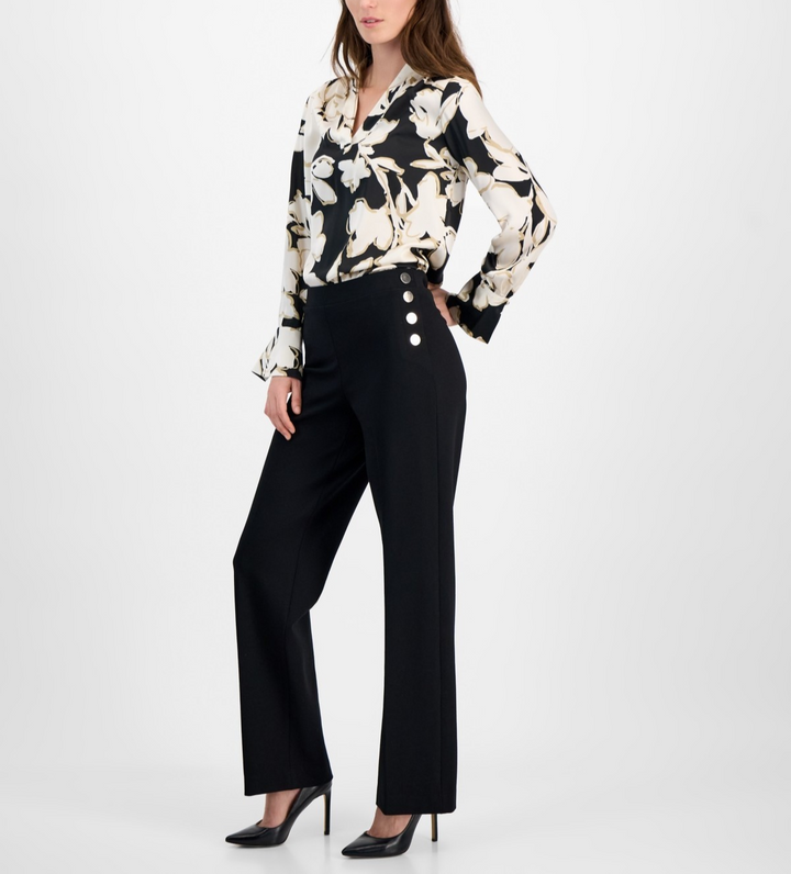 Anne Klein Sailor-Pocket Mid-Rise Wide-Leg Pants MSRP $99