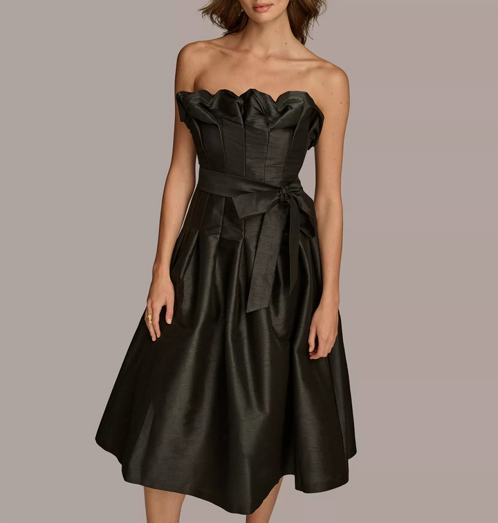 Donna Karan New York Women's Ruffle-Trim Tie-Waist Dress MSRP $249