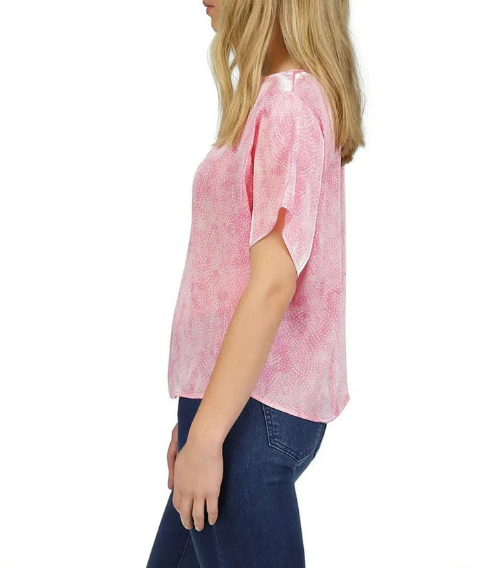 MICHAEL Michael Kors Petal-Print Dolman-Sleeve Top MSRP $110