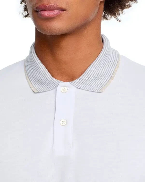 The Men's Store Striped Trim Cotton Polo Shirt MSRP $78