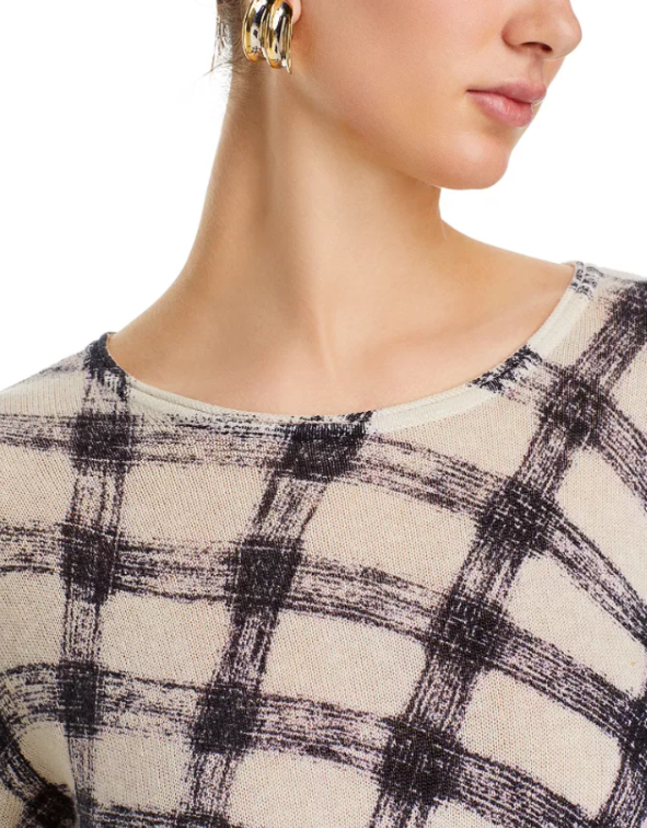 NIC+ZOE Etched Gingham Sweater MSRP $158