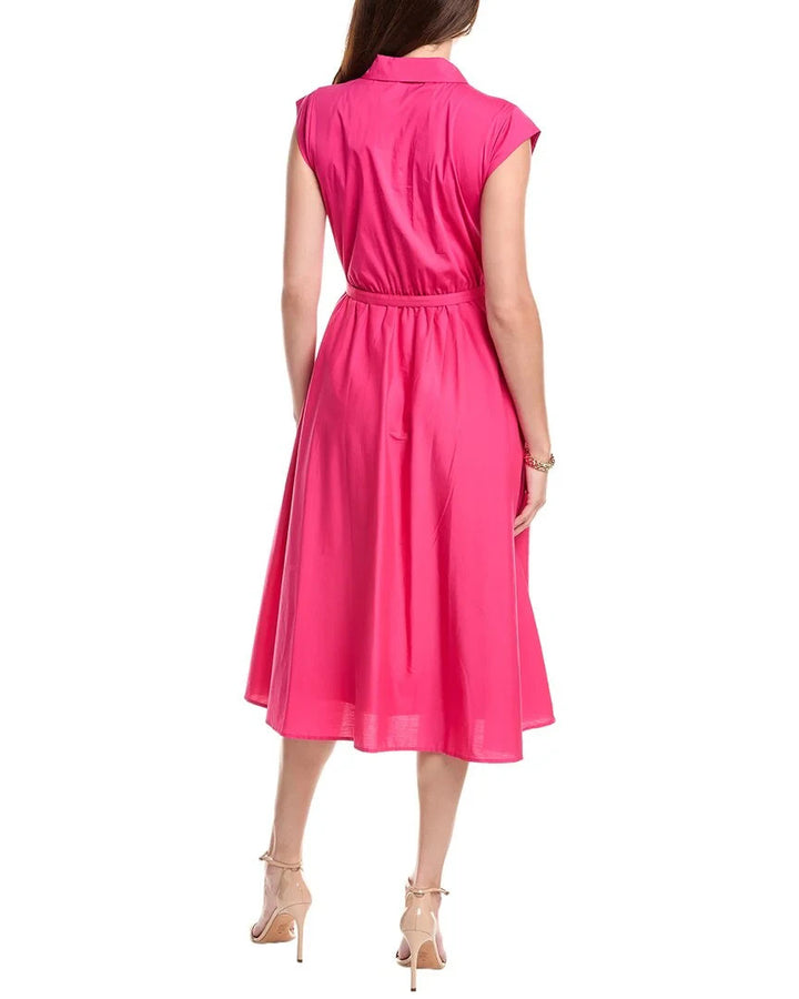 T Tahari Women's Spread-Collar Button-Front Midi Dress MSRP $158