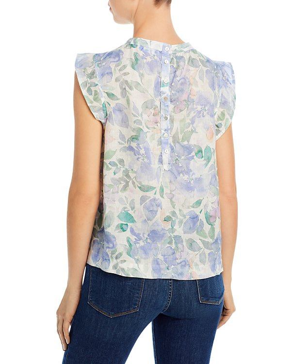 Bella Dahl Linen Mock Neck Ruffle Sleeve Top MSRP $123