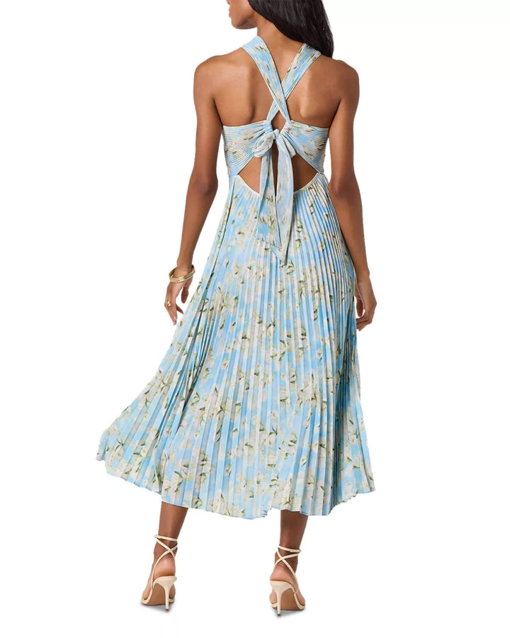 ASTR the Label Samantha Pleated Back Cutout Dress MSRP $188