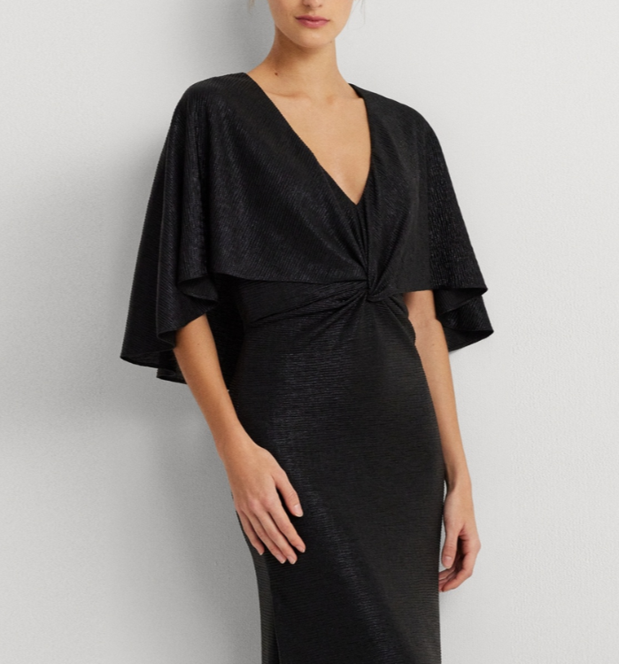 Lauren Ralph Lauren Twist-Front Cape-Overlay Gown MSRP $295