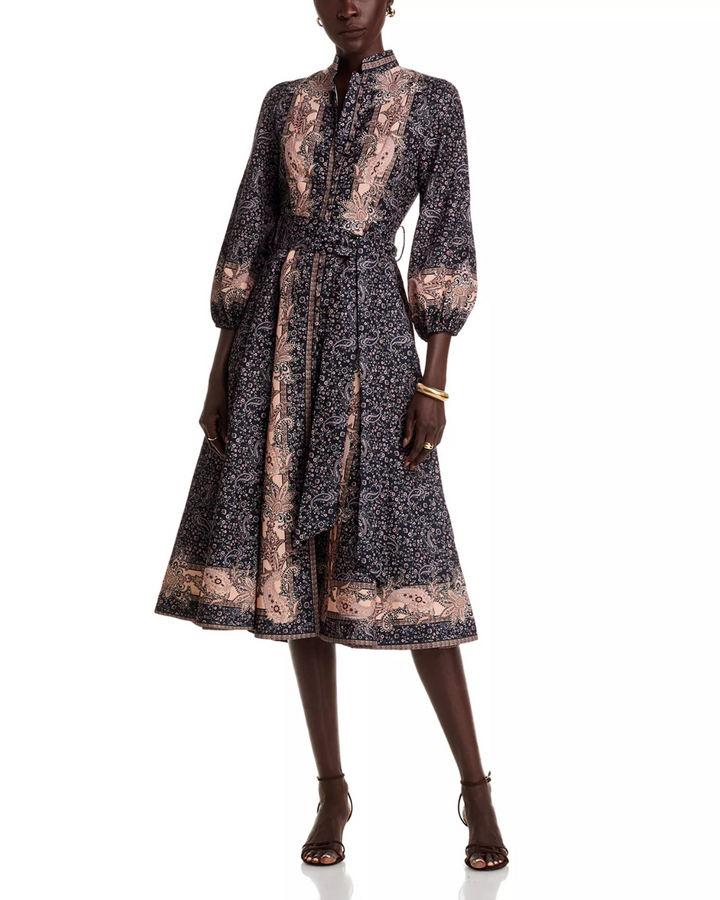 Nancy Yang Mandarin Collar Midi Dress MSRP $209