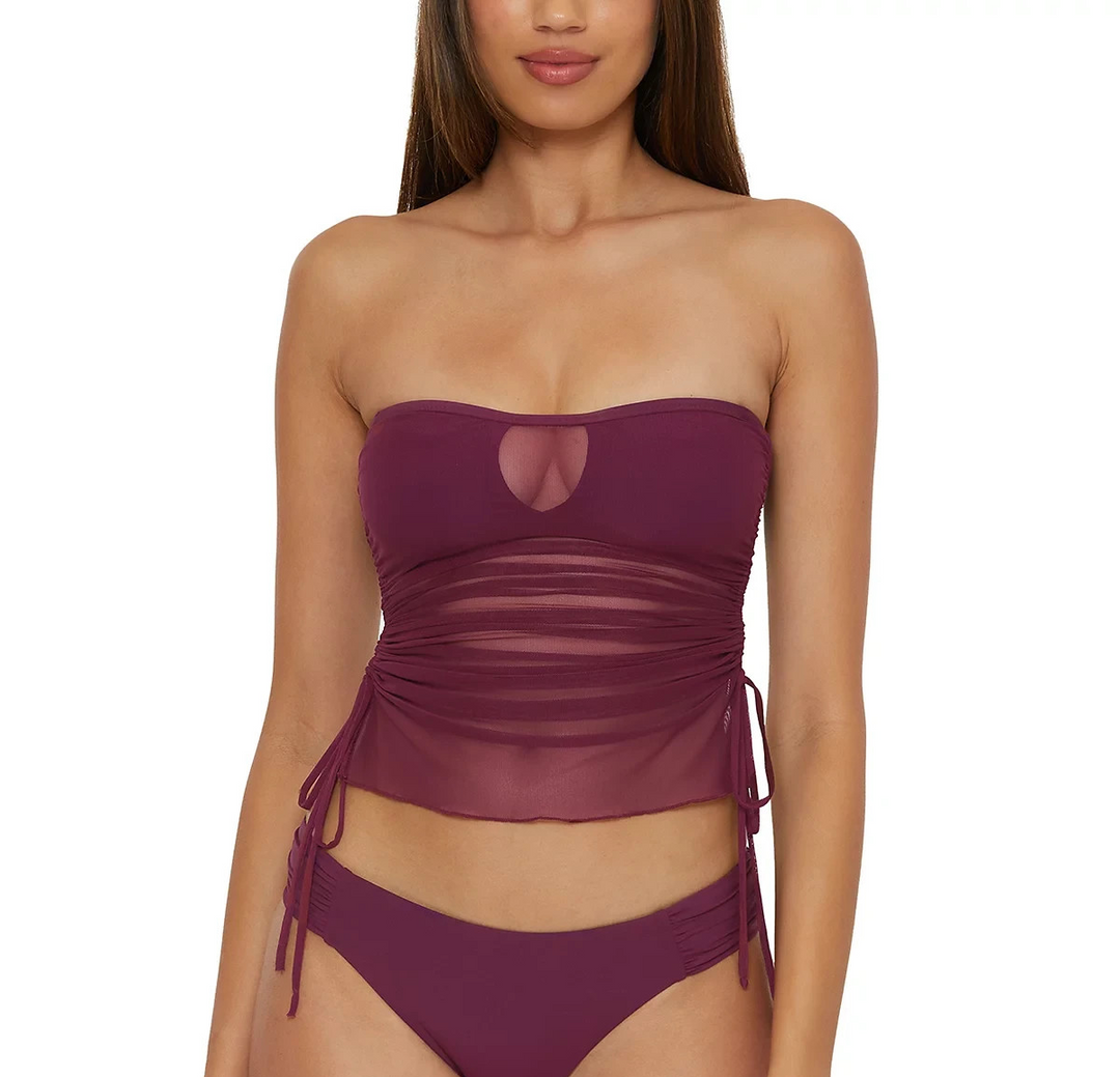 Becca Muse Bandeau Mesh Overlay Tankini Top MSRP $88