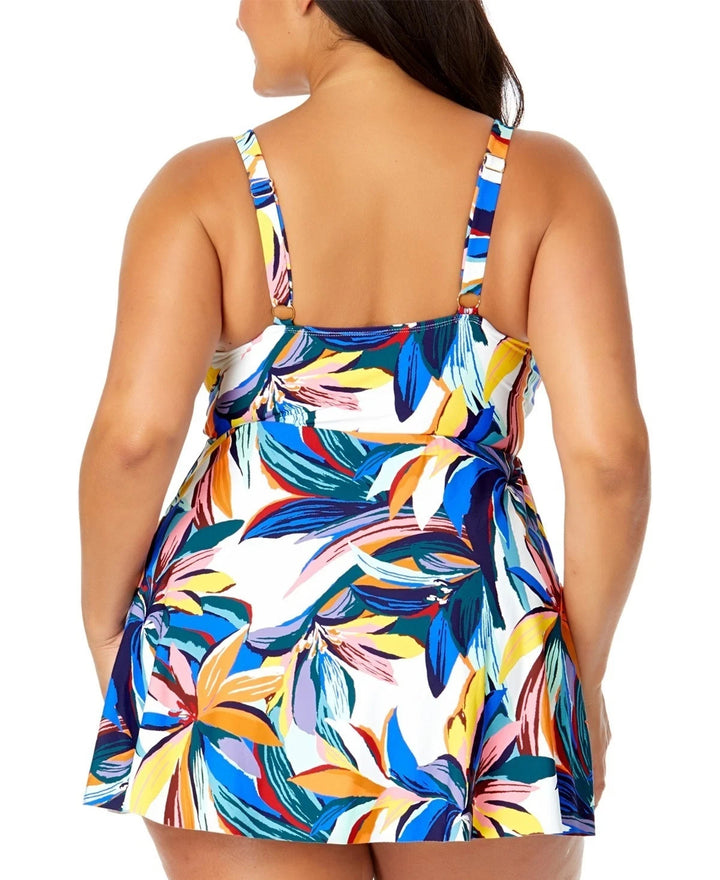 Anne Cole  Printed Surplice Swim Dress MSRP $128