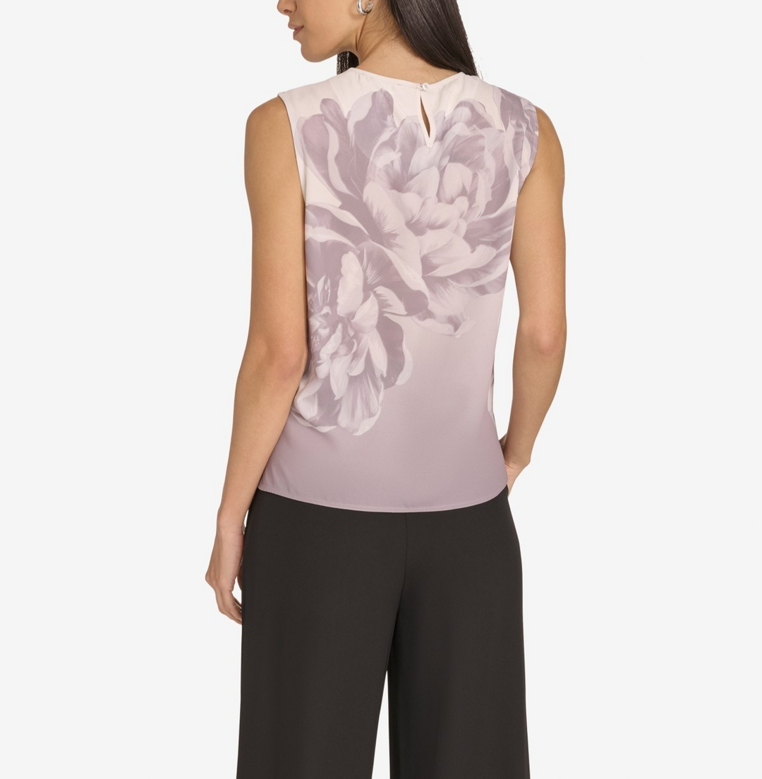 Calvin Klein Women's Floral Print Sleeveless Blouse MSRP $79