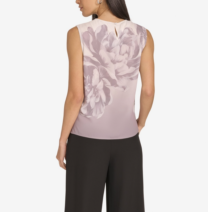 Calvin Klein Women's Floral Print Sleeveless Blouse MSRP $79