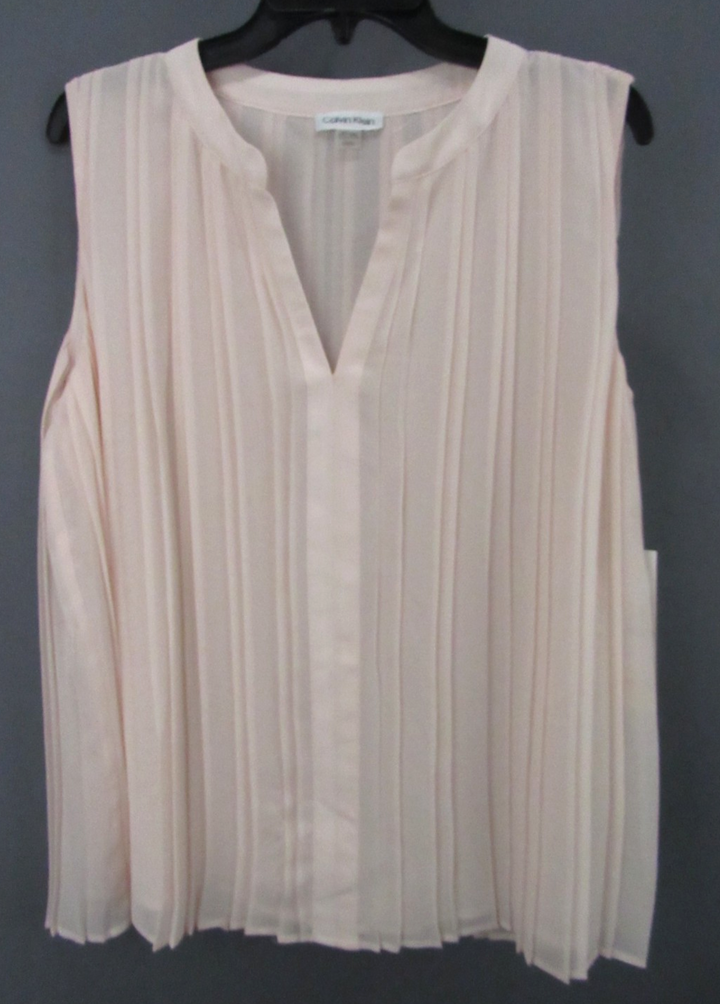 Calvin Klein Sleeveless Pleated Blouse MSRP $79