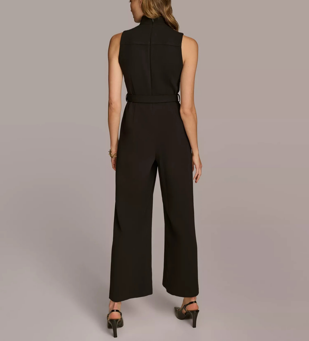 Donna Karan New York Women's Mock-Neck Belted Jumpsuit MSRP $159