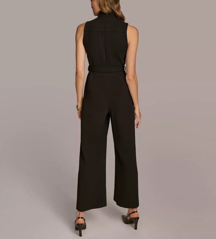 Donna Karan New York Women's Mock-Neck Belted Jumpsuit MSRP $159